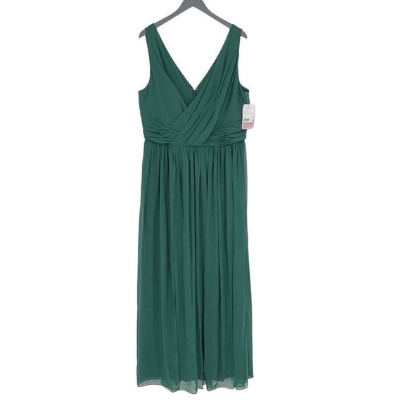 Dressy Collection Vivian Diamond Women's Lux Chiffon V-Neck Draped Maxi Dress Hu - Picture 1 of 10